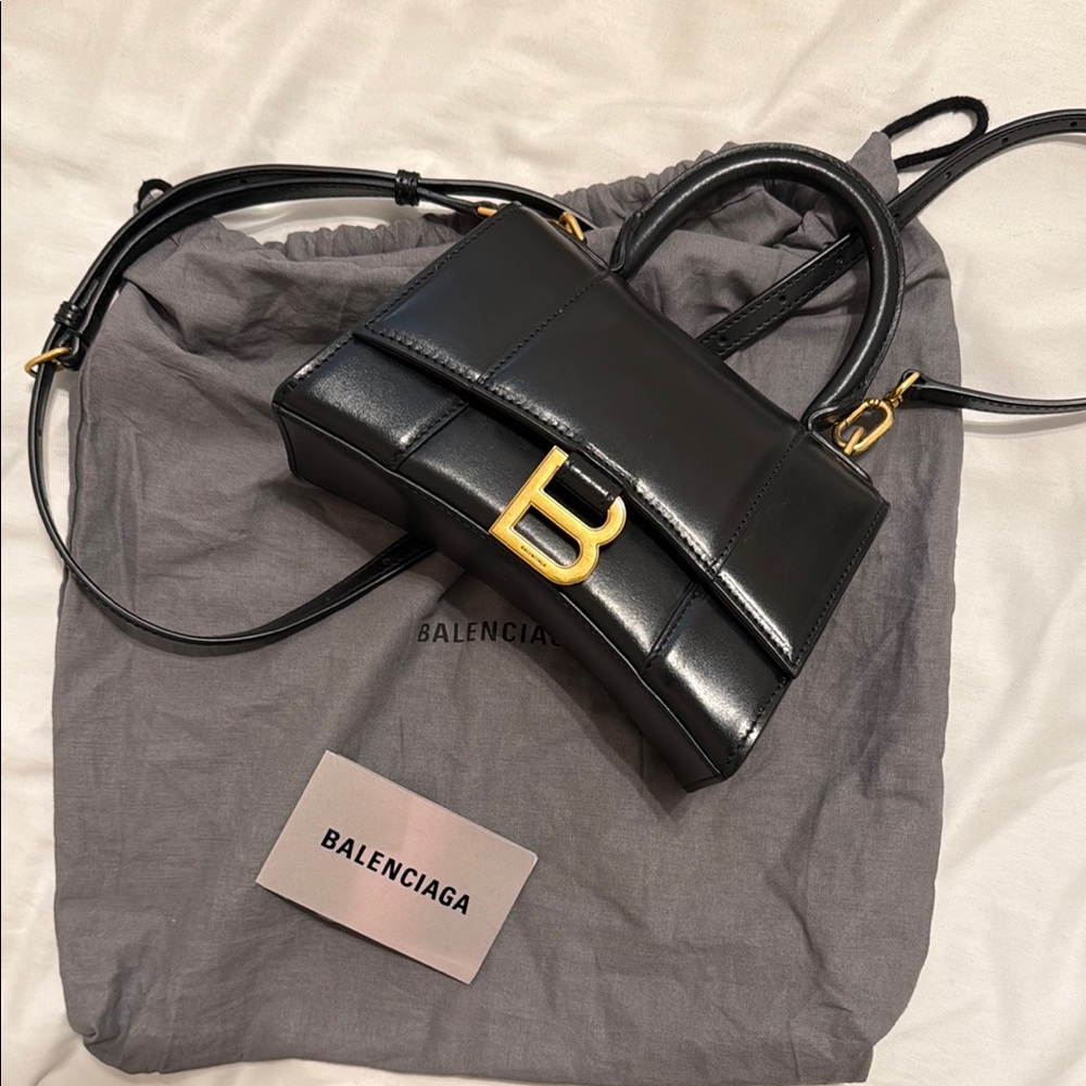 Balenciaga Hourglass Black Leather Women's Bag
